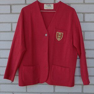 Vintage Red Cardigan 42" Bust Parkhurst Double Knits Botany Wool Made in Canada